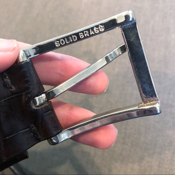 ERMENEGILDO ZEGNA Croc Embossed Leather Belt Italy - Picture 3 of 6